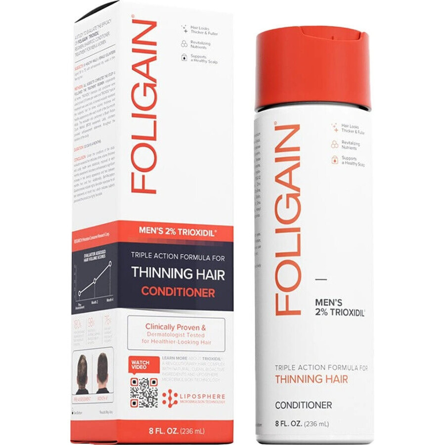 Foligain Triple Action Hair Loss Conditioner with 2% Trioxydil for Men 236ml 1×236 ml 1×236 ml, conditioner for hair loss