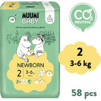 Muumi Baby 2 Newborn 3-6 kg, 1×58pcs, ECO diapers