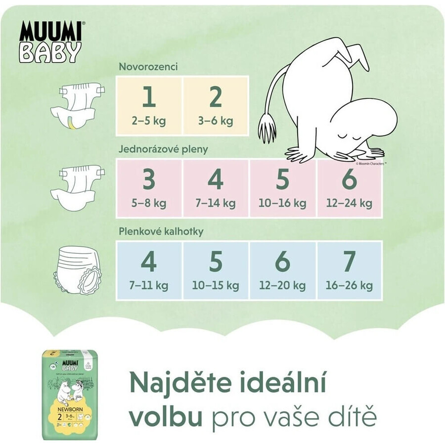 Muumi Baby 2 Newborn 3-6 kg, 1×58pcs, ECO diapers