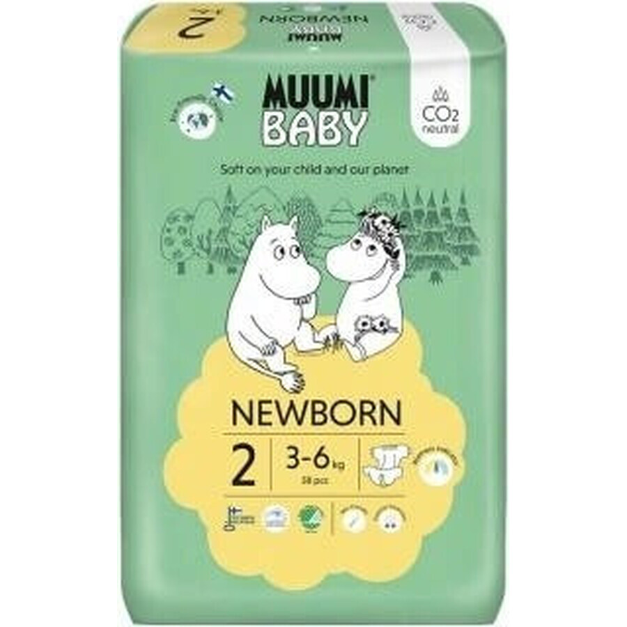 Muumi Baby 2 Newborn 3-6 kg, 1×58pcs, ECO diapers