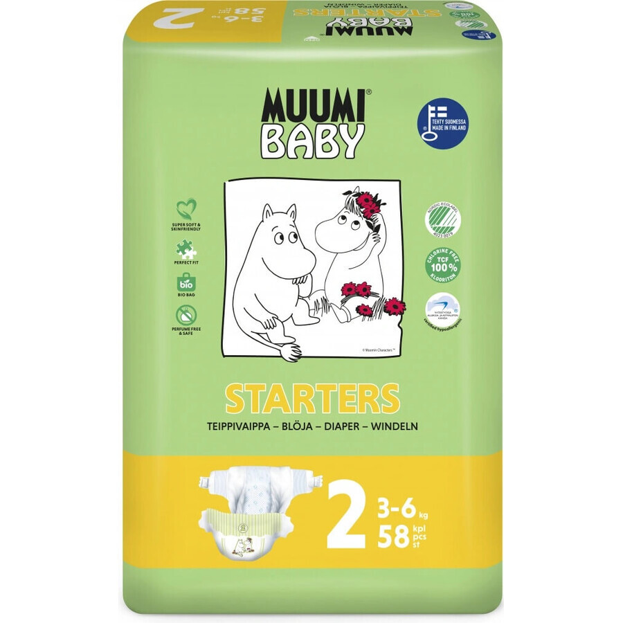 Muumi Baby 2 Newborn 3-6 kg, 1×58pcs, ECO diapers