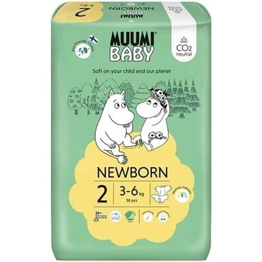 Muumi Baby 2 Newborn 3-6 kg, 1×58pcs, ECO diapers