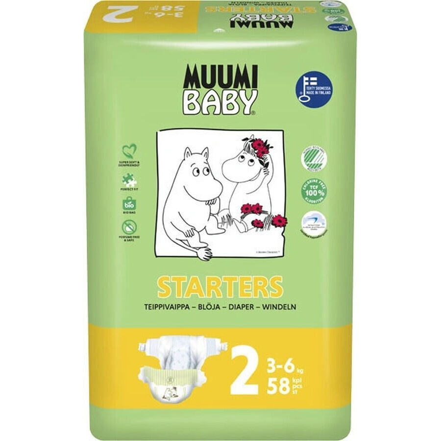 Muumi Baby 2 Newborn 3-6 kg, 1×58pcs, ECO diapers