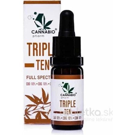 CANNABIOpharm TRIPLE TEN- CBD 10%-CBG 10%-CBN 10% 1×10 ml, Öl mit CBD, CBG und CBN