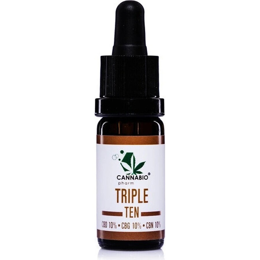 CANNABIOpharm TRIPLE TEN- CBD 10%-CBG 10%-CBN 10% 1×10 ml, Öl mit CBD, CBG und CBN