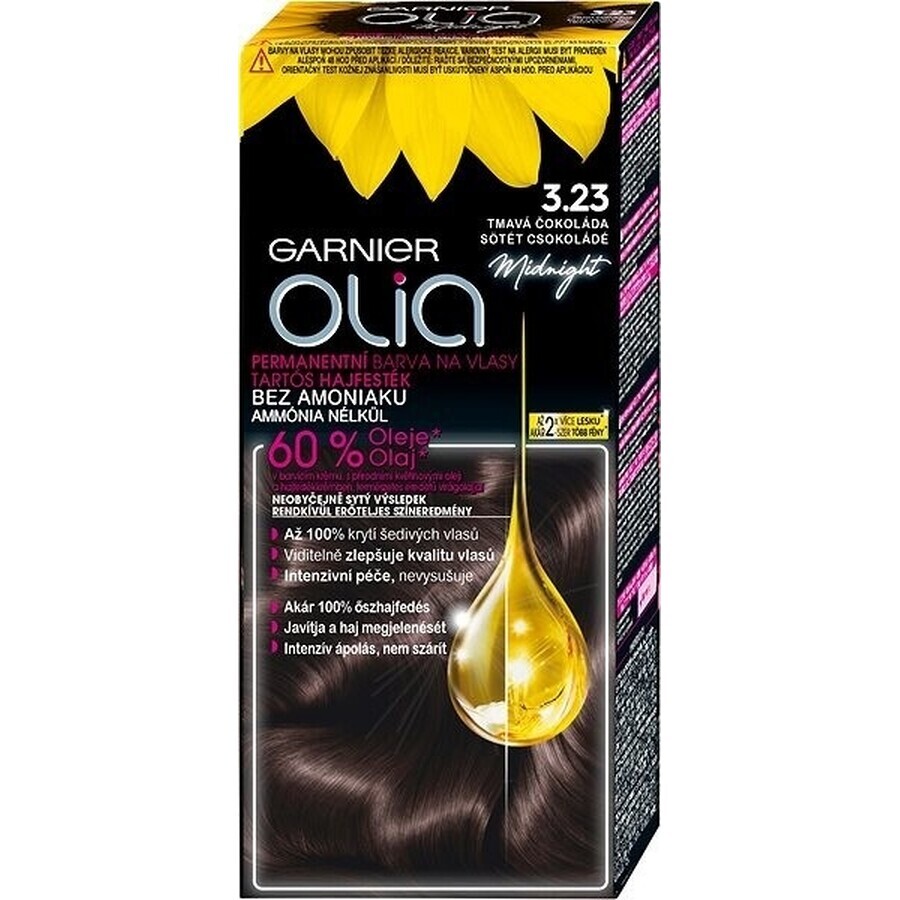 Garnier Olia Permanent Hair Colour 3.23 Dark Chocolate 1×1 set, permanent hair colour