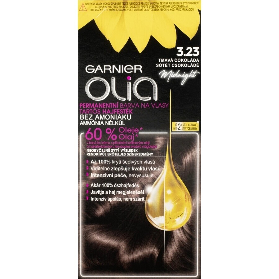 Garnier Olia Permanent Hair Colour 3.23 Dark Chocolate 1×1 set, permanent hair colour