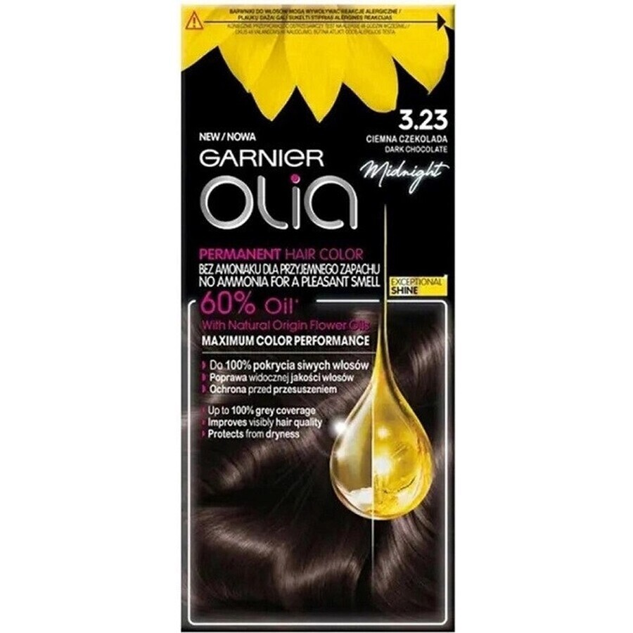 Garnier Olia Permanent Hair Colour 3.23 Dark Chocolate 1×1 set, permanent hair colour