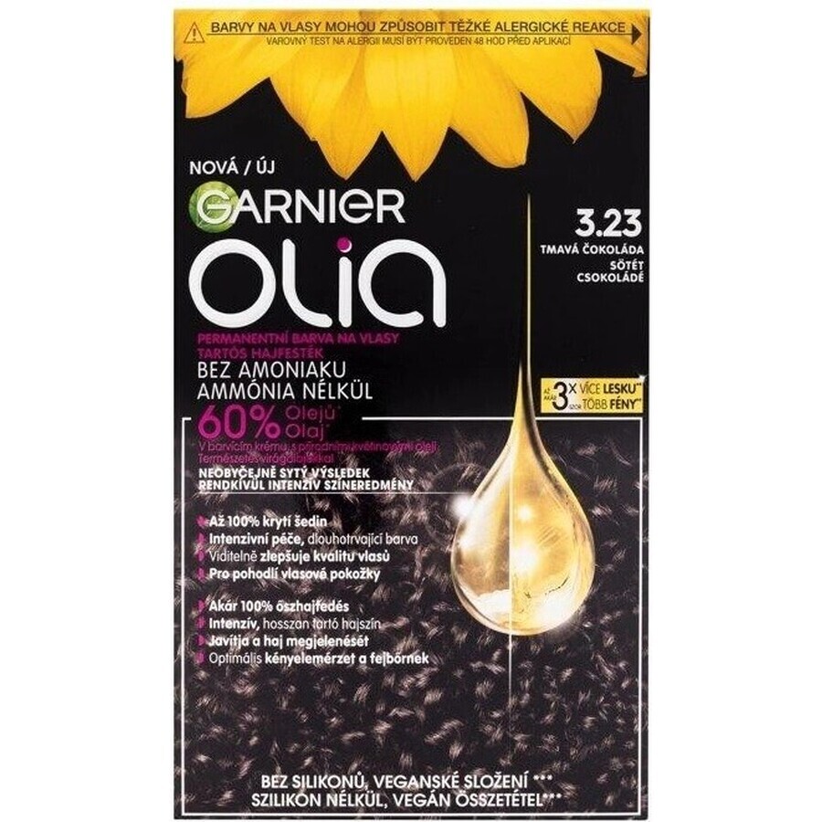 Garnier Olia Permanent Hair Colour 3.23 Dark Chocolate 1×1 set, permanent hair colour