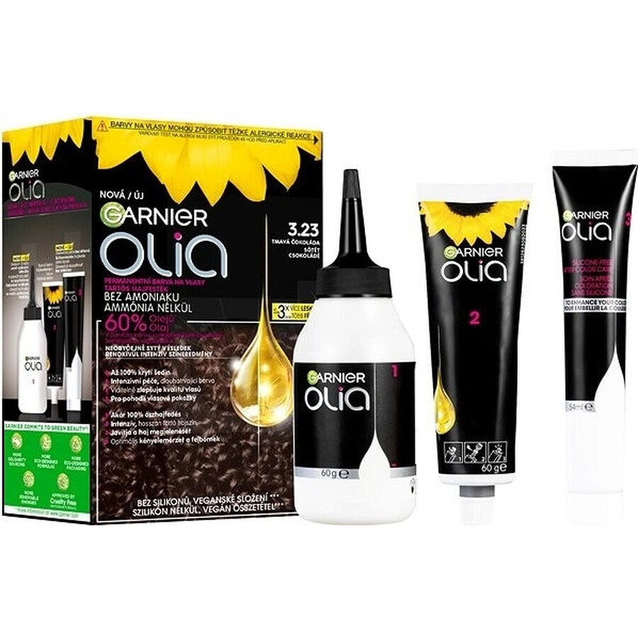 Garnier Olia Permanent Hair Colour 3.23 Dark Chocolate 1×1 set, permanent hair colour