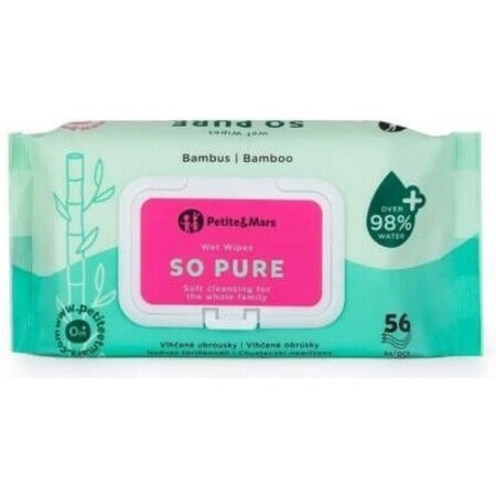 12x PETITE&MARS Wet Wipes SO PURE bamboe biologisch afbreekbare plastic-vrije vochtige doekjes 56 stuks 1×56 stuks, vochtige doekjes