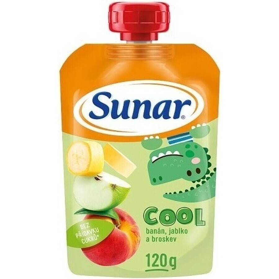 Sunar COOL Fruit Perzik, Banaan, Appel 1×120 g, Perzik, Banaan, Appel, 12m+