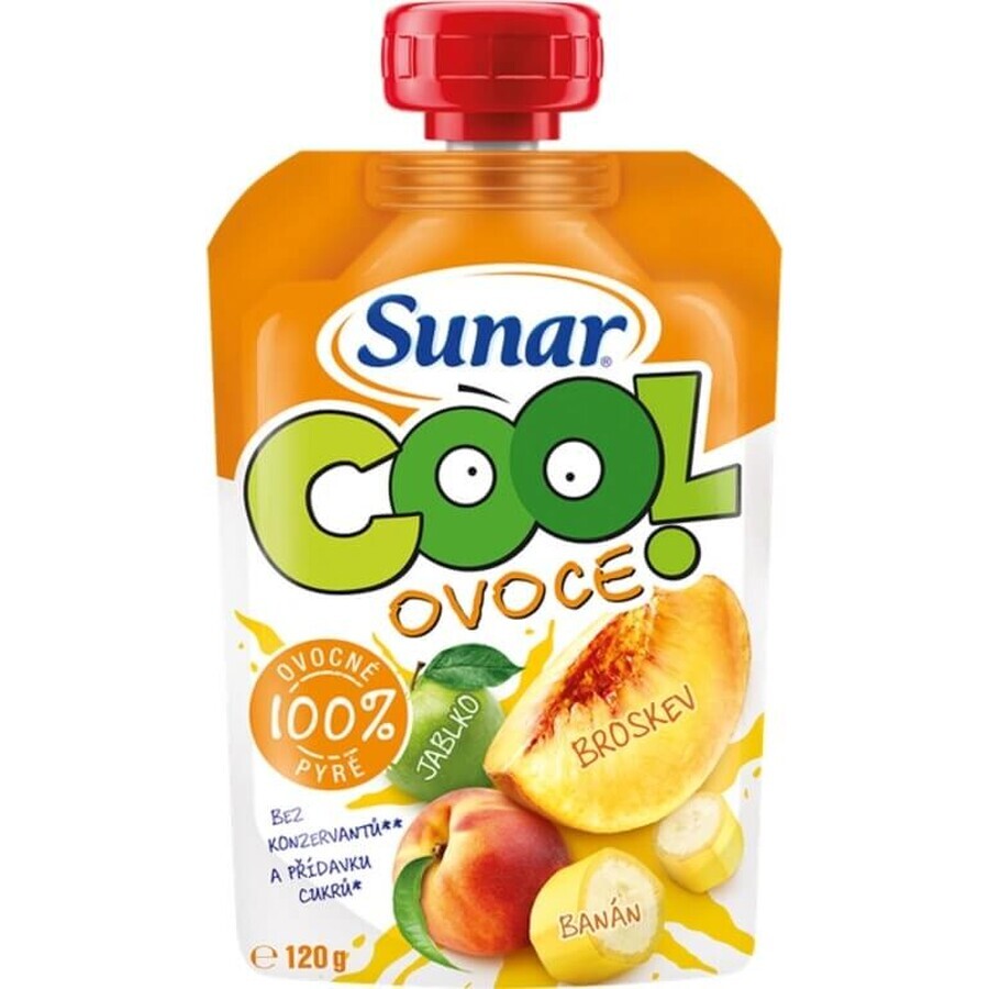 Sunar COOL Fruit Perzik, Banaan, Appel 1×120 g, Perzik, Banaan, Appel, 12m+