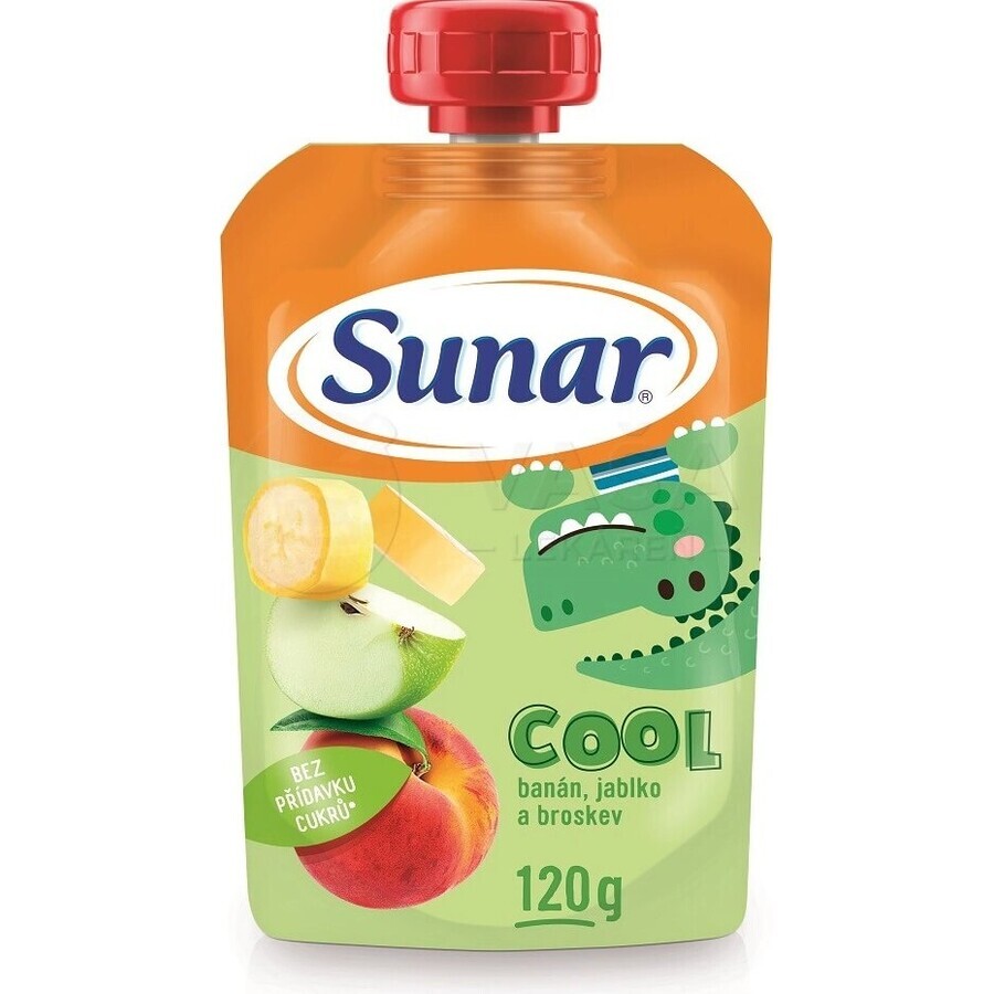 Sunar COOL Fruit Perzik, Banaan, Appel 1×120 g, Perzik, Banaan, Appel, 12m+