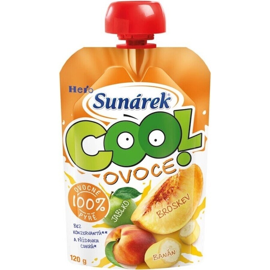 Sunar COOL Fruit Perzik, Banaan, Appel 1×120 g, Perzik, Banaan, Appel, 12m+