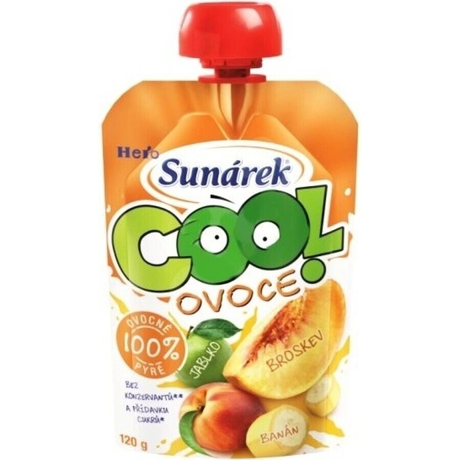 Sunar COOL Fruit Perzik, Banaan, Appel 1×120 g, Perzik, Banaan, Appel, 12m+