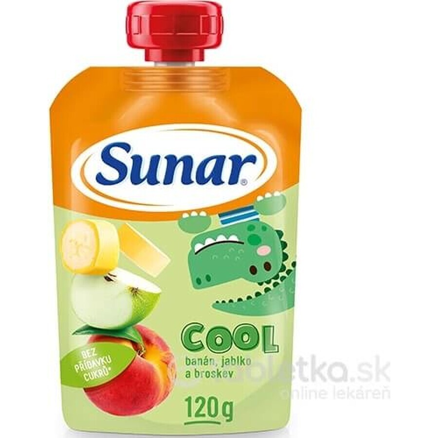 Sunar COOL Fruit Perzik, Banaan, Appel 1×120 g, Perzik, Banaan, Appel, 12m+