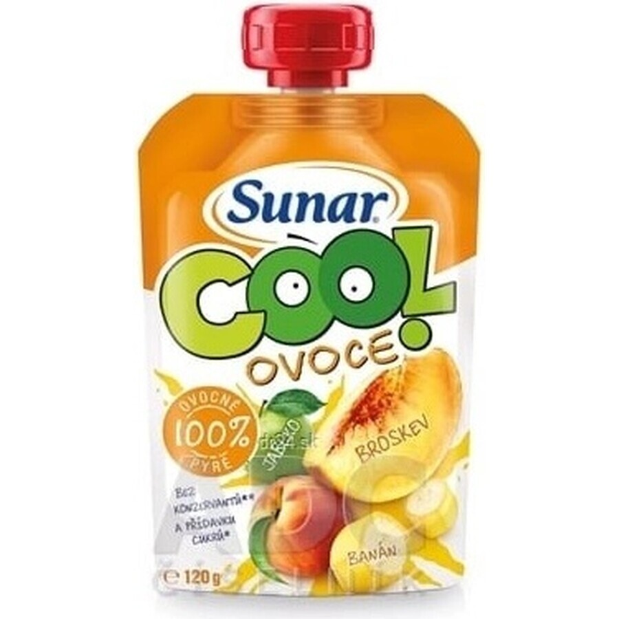 Sunar COOL Fruit Perzik, Banaan, Appel 1×120 g, Perzik, Banaan, Appel, 12m+