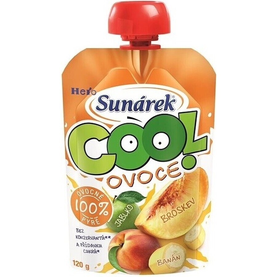 Sunar COOL Fruit Perzik, Banaan, Appel 1×120 g, Perzik, Banaan, Appel, 12m+