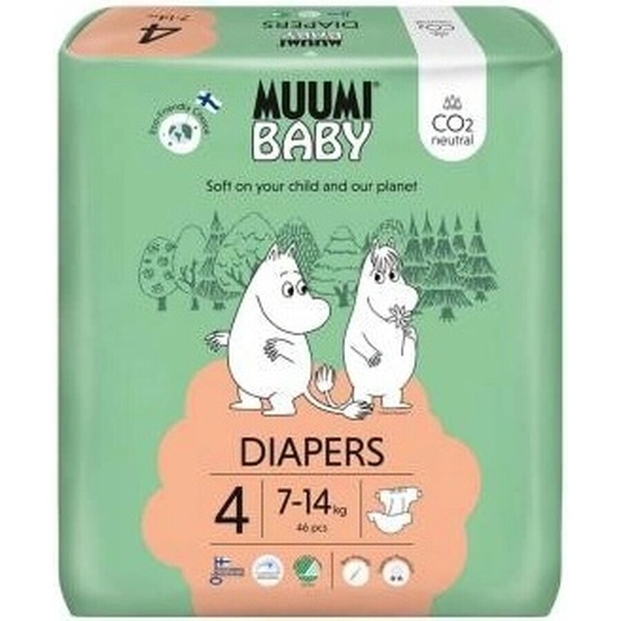 Muumi Baby 4 Maxi 7-14 kg, biologische luiers 46 stuks 1×46st, biologische luiers