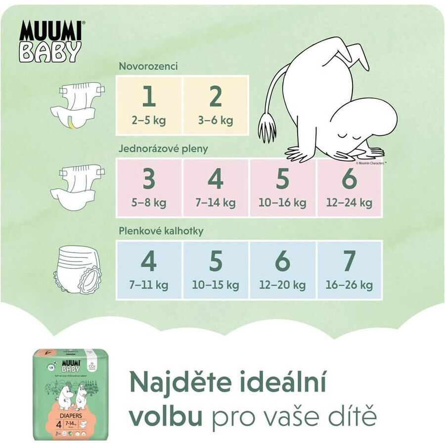 Muumi Baby 4 Maxi 7-14 kg, biologische luiers 46 stuks 1×46st, biologische luiers