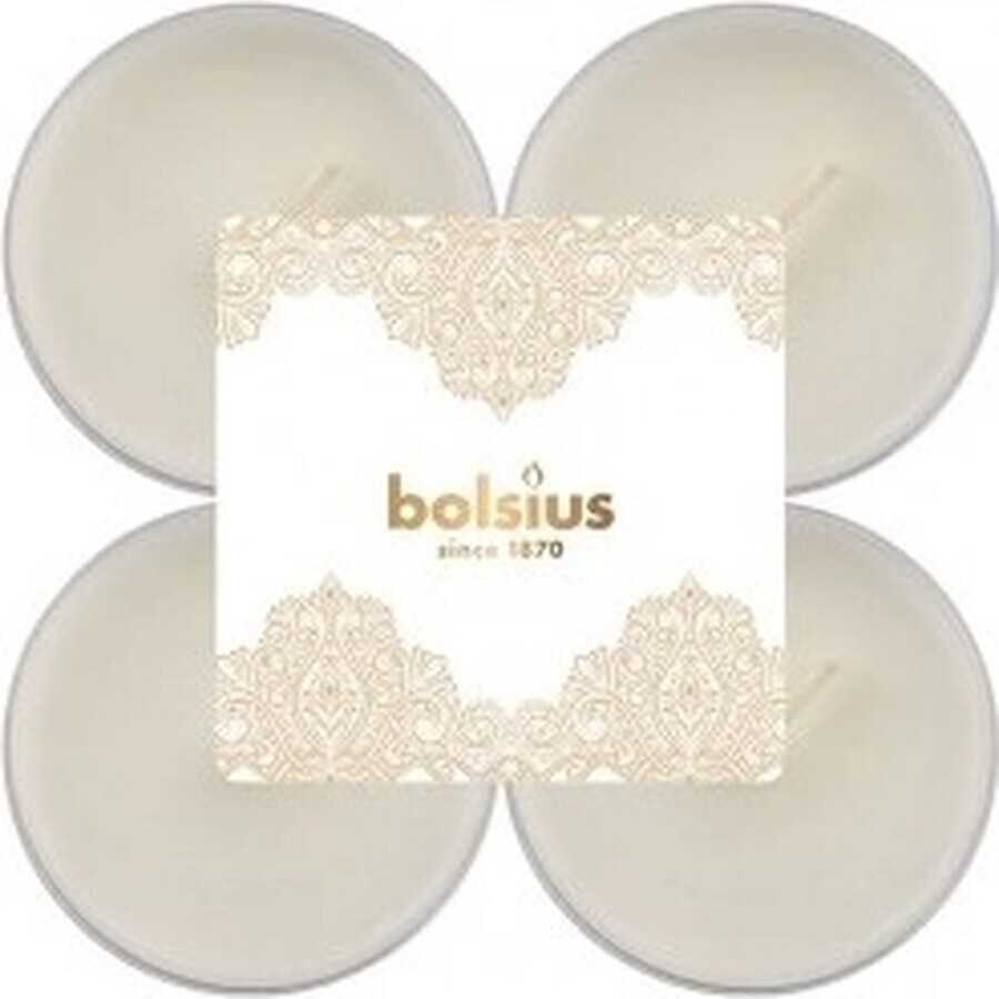 Bolsius Tea Maxi Golden Lace lumânări parfumate 1×8 buc, lumânări albe