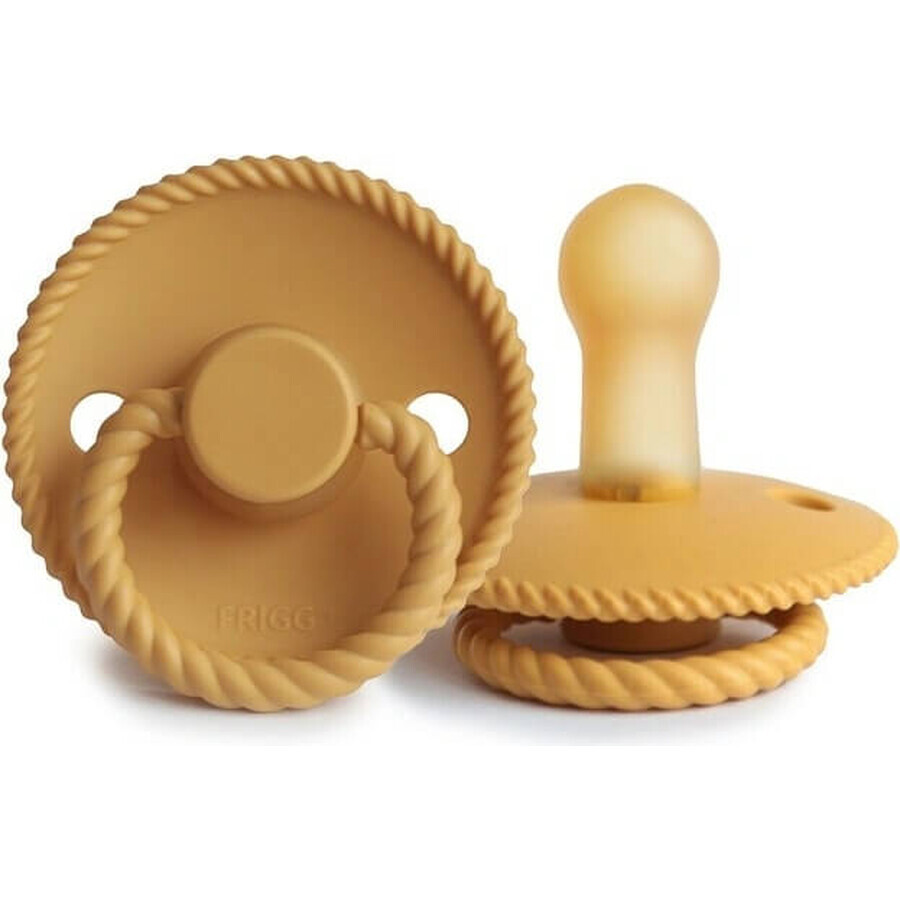 FRIGG Rubber pacifier with rope Honey Gold 1×1 piece, 0-6m