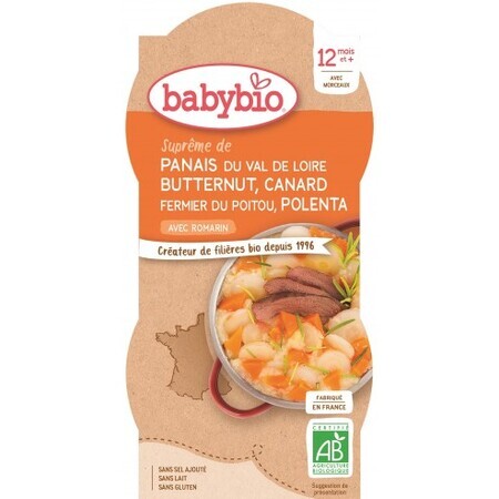 Babybio Menu Pastinaak, pompoen, maïs en eend 2x200g