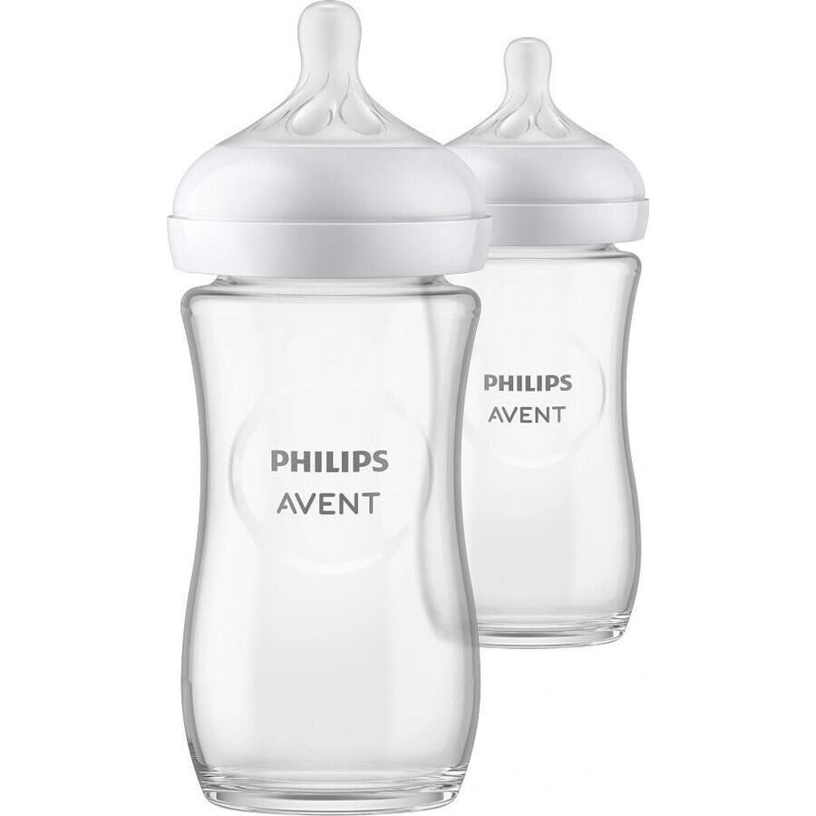 Philips AVENT Natural Response Sticlă de sticlă 240 ml, 1m+ 2 buc 1×2 buc, sticlă