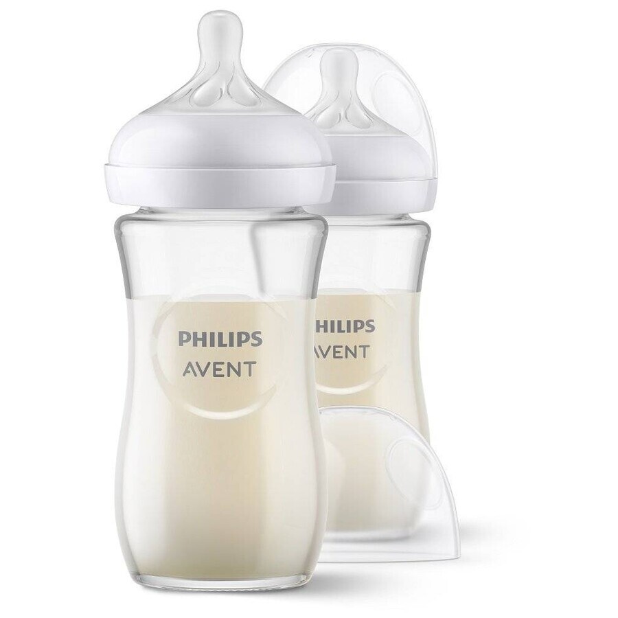 Philips AVENT Natural Response Sticlă de sticlă 240 ml, 1m+ 2 buc 1×2 buc, sticlă