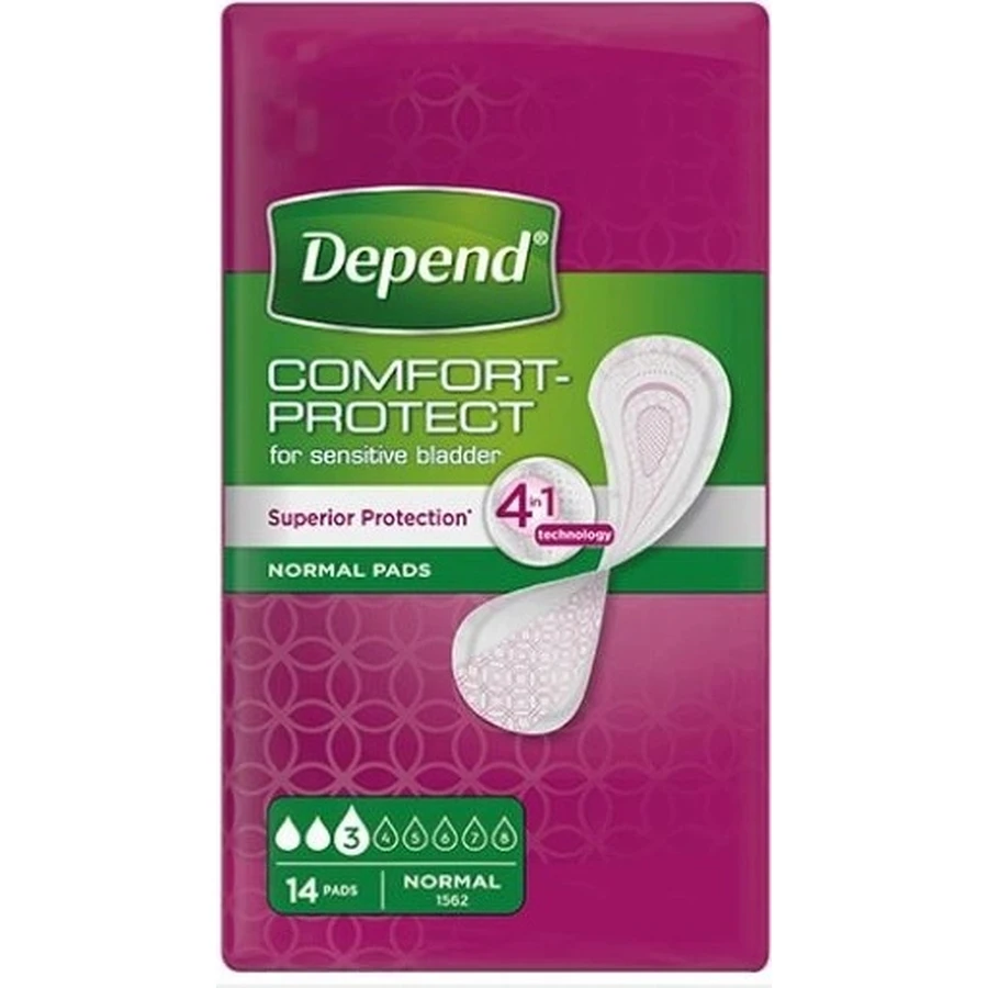 DEPEND NORMAL 1×14 st, incontinentiemateriaal 9×25 cm