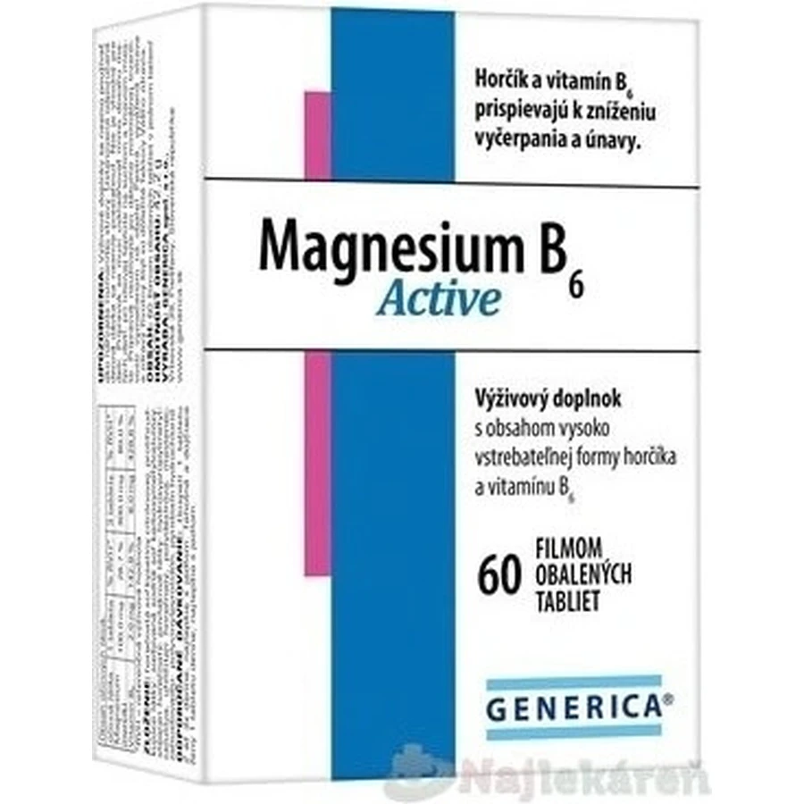 GENERICA Magnesium B6 Active 1×60 tbl, magnesium + B6