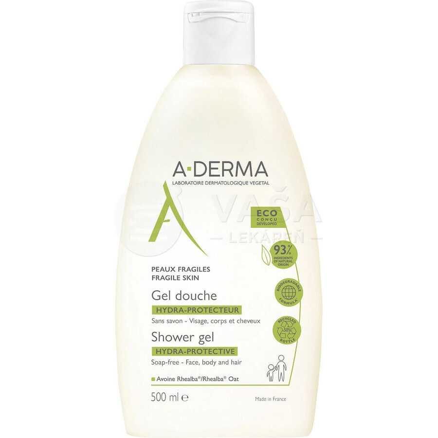 A-DERMA HYDRA-PROTECTEUR HYDRATING SHOWER GEL 1×500 ml, zeepvrije hydraterende douchegel