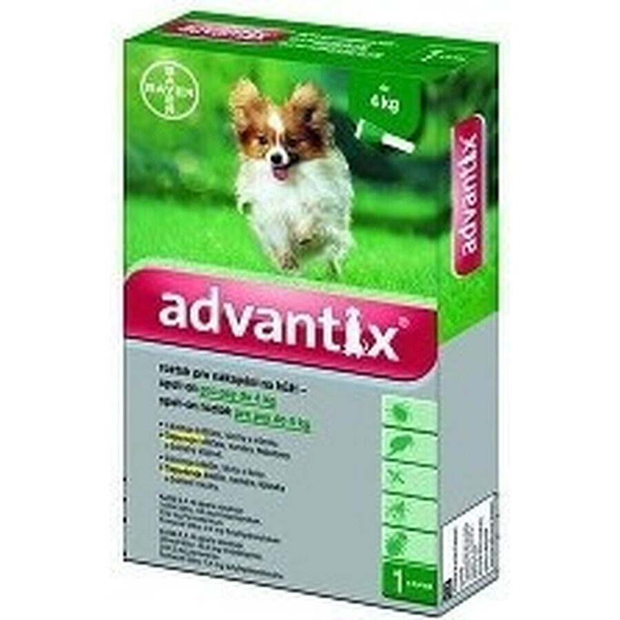 Advantix Spot-on voor honden tot 4 kg 4×0,4 ml, pipet