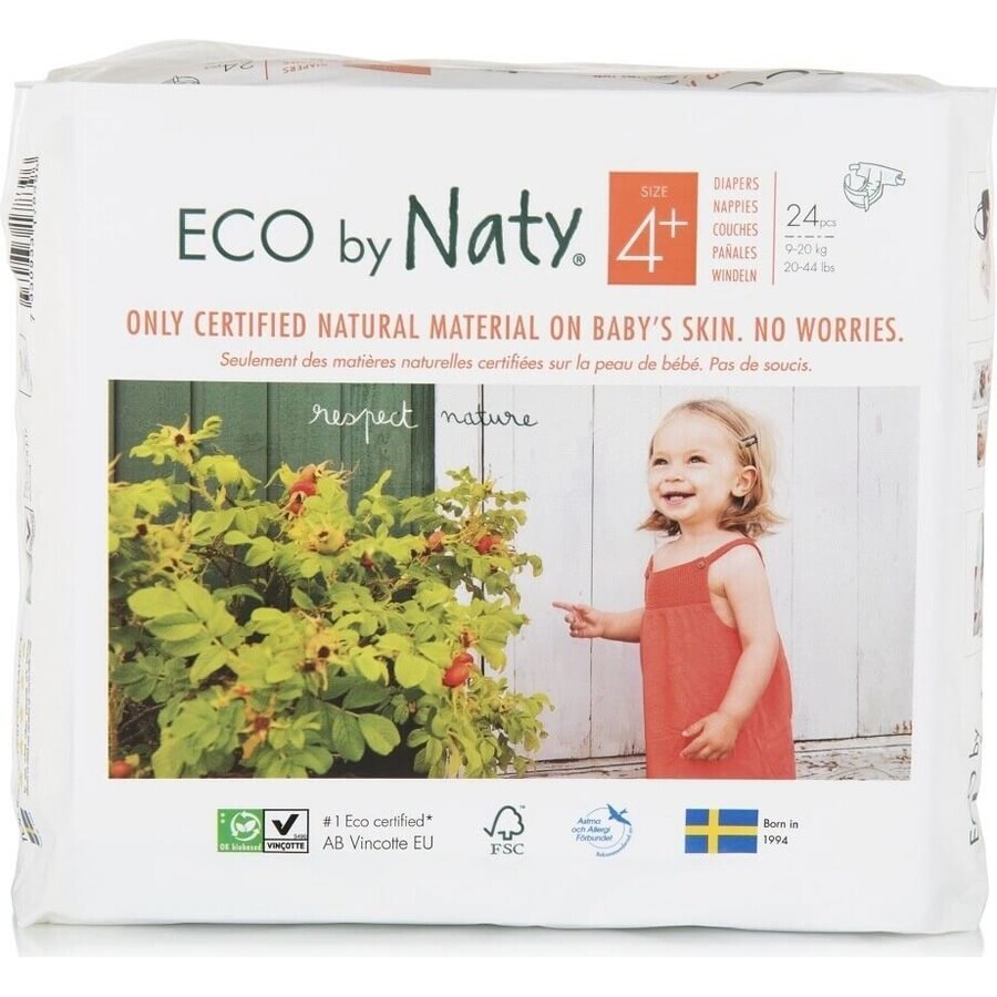 ECO BY NATY Pañales desechables 4+ (9-20 kg) 24 piezas 1×24 piezas