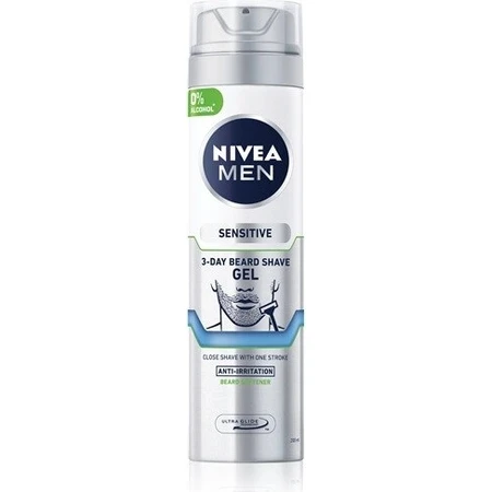 NIVEA Men Sensitive Shave 3 Day Beard Gel 1×200 ml, shaving gel
