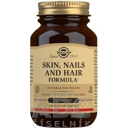 Solgar Skin, Nails & Hair Formula para piel, cabello y uñas 120 comprimidos 1×120 tbl, suplemento nutricional