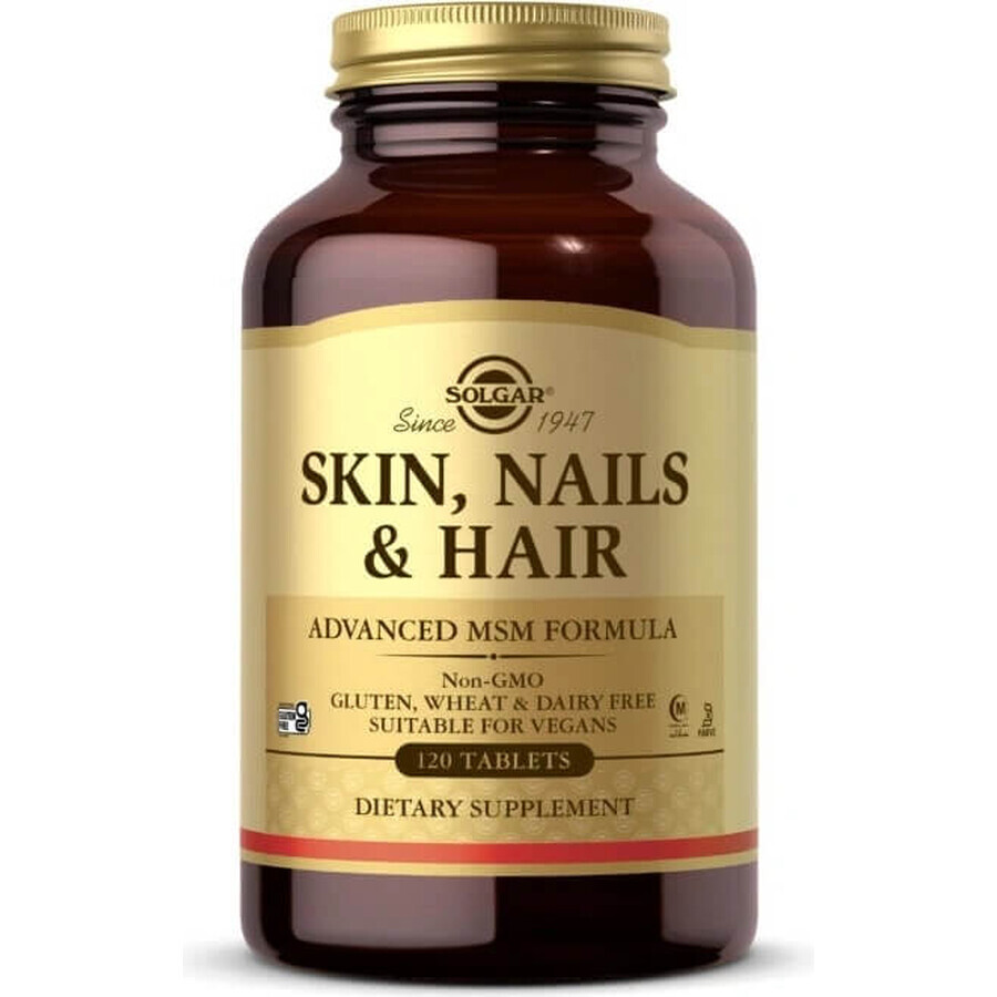 Solgar Skin, Nails & Hair Formula para piel, cabello y uñas 120 comprimidos 1×120 tbl, suplemento nutricional