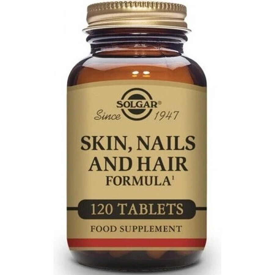 Solgar Skin, Nails & Hair Formula para piel, cabello y uñas 120 comprimidos 1×120 tbl, suplemento nutricional