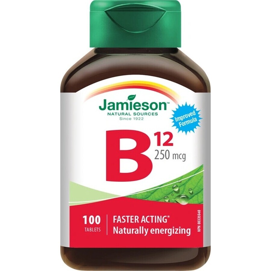 JAMIESON VITAMINE B12 Methylcobalamine 100 µg 1×100 tbl, vitamine B12