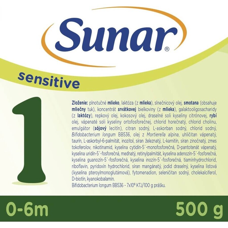 Sunar Sensitive 1 1 x 500g, zuigelingenvoeding voor baby's vanaf de geboorte