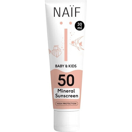 NAÏF Protezione solare SPF 50 per bambini e neonati 1×30 ml, protezione solare