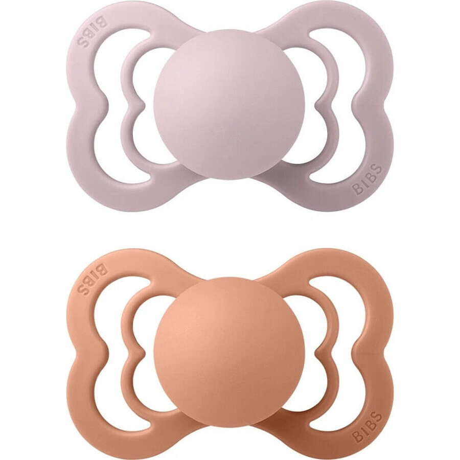 BIBS Supreme 2 pcs 1×1 silicone BIBS Supreme 2 pcs 1×1 pcs - size 1, plum/peach pink