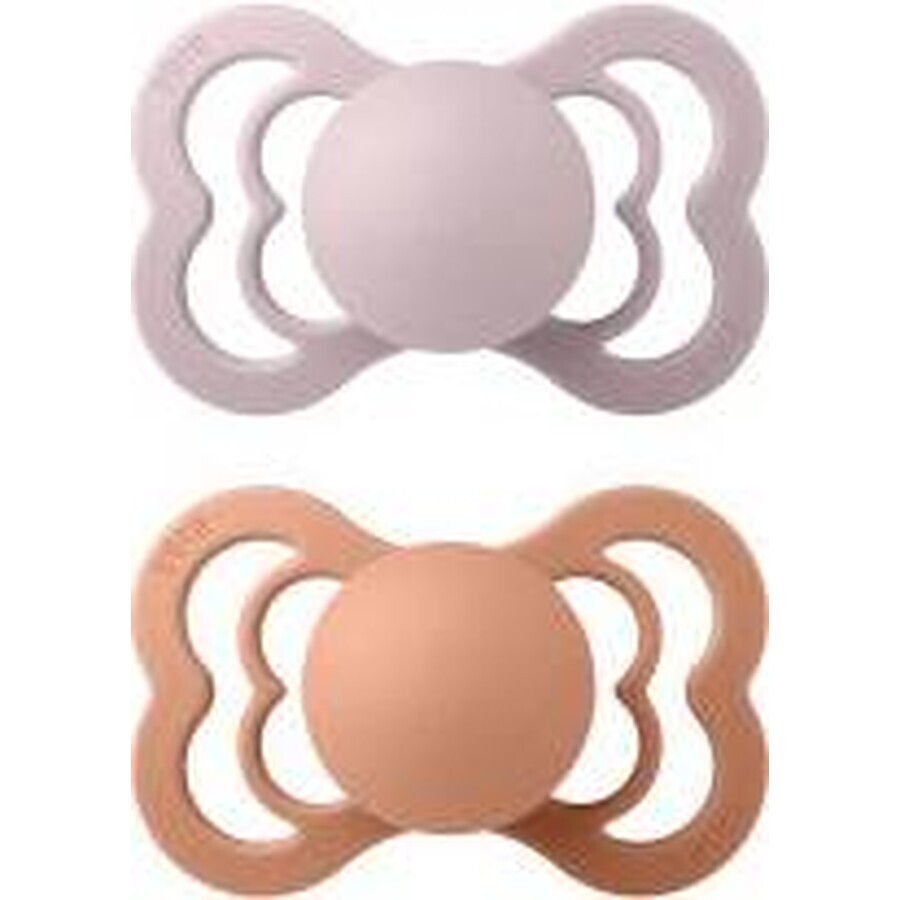 BIBS Supreme natural rubber pacifier 2 pcs 1×1 pcs - size 1, pink plum/peach