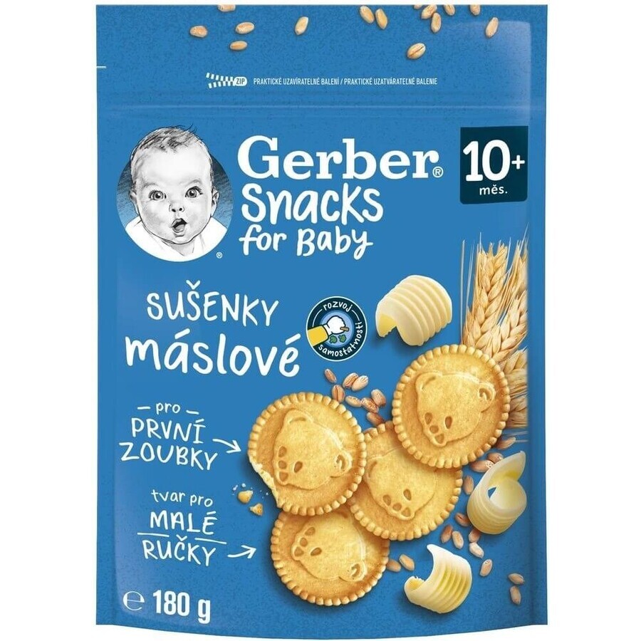 Gerber Snacks for Baby Butter Biscuits 1x180 g, biscuiți (de la 10 luni)