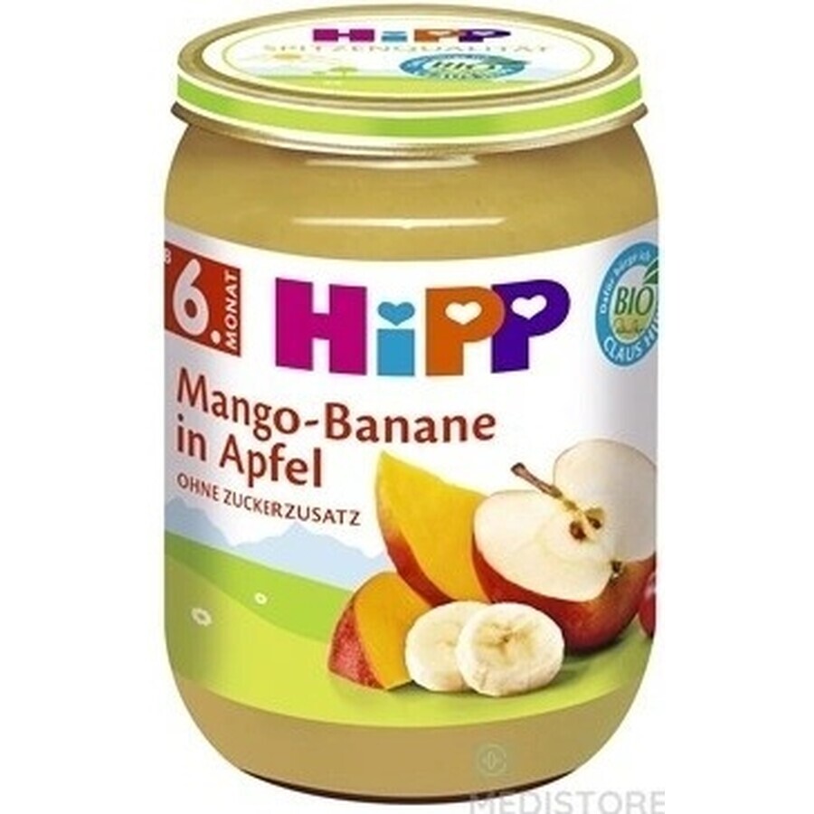 HiPP Organic Apples with Mango and Bananas 1×190 g, snack de fruits pour enfants