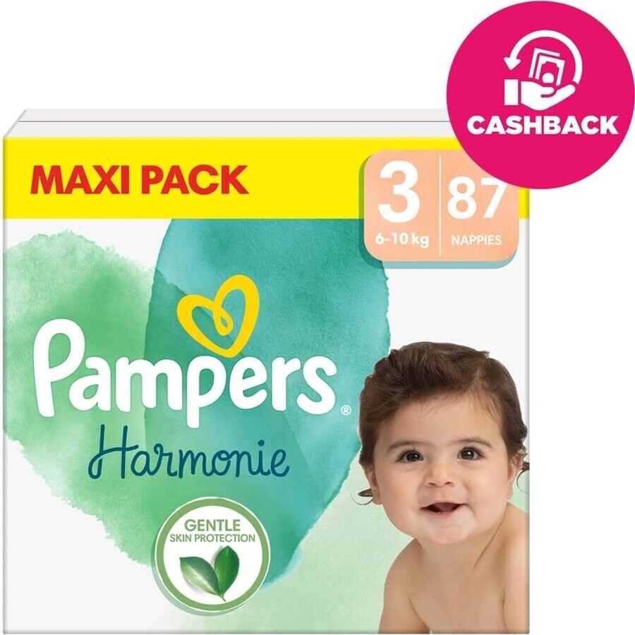 PAMPERS HARMONIE BABY DIAPERS V.3 6-10KG 87KS 1×87 pcs, couches taille 3