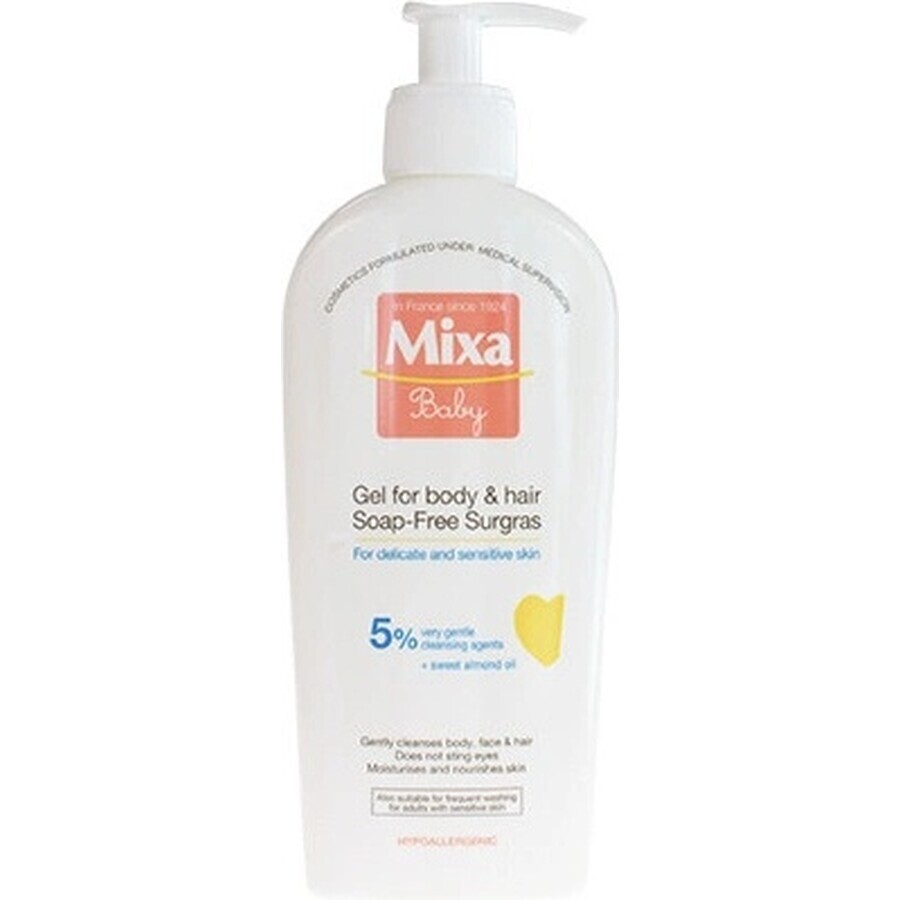 Mixa Baby Surgras Soap-Free Body and Hair Wash Gel 1×250 ml, washing gel for babies