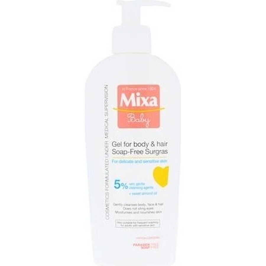 Mixa Baby Surgras Soap-Free Body and Hair Wash Gel 1×250 ml, washing gel for babies