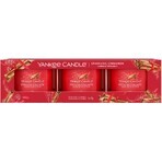 Yankee Candle 3x Sparkling Cinnamon 3x37 g vela votiva de vidrio, vela perfumada